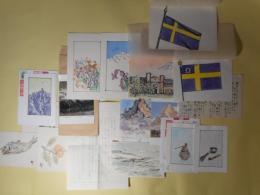 大沢邦雄画稿12枚＋絵葉書2枚＋書簡3通