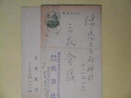 矢貴東司（桃源社）葉書（三友社・北村卓三宛）　計2枚