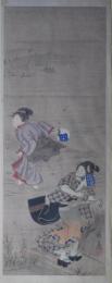 （木版画）　蹄斎北馬画「蛍狩り美人図」
