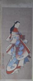 （木版画）　懐月堂圖之（懐月堂安度）画「遊女立姿図」
