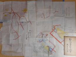 （肉筆彩色地図）　山形県加茂町地図　大字加茂、岩倉、坂ノ下、大崩　計4枚　明治27年1月写