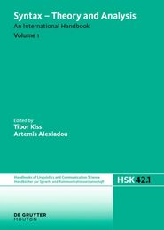 Syntax - Theory and Analysis: An International Handbook (1) (Handbucker Zur Sprach- Und Kommmunikationswissenschaft 42)