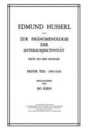 Zur Phanomenologie der Intersubjektivitat: Texte aus dem Nachlass Erster Teil 1905-1920