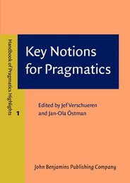 Key Notions for Pragmatics (Handbook of Pragmatics Highlights 1)