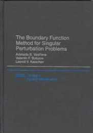 The Boundary Function Method for Singular Perturbation Problems (Studies in Applied and Numerical Mathematics Series Number 14)