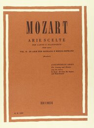 Partitions classique RICORDI MOZART W.A. - ARIE SCELTE VOL. II: 20 ARIE PER SOPRANO E MEZZO-SOPRANO Soprano piano