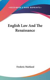 English Law and the Renaissance
