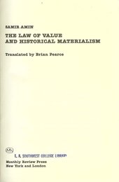 Law of Value and Historical Materialism