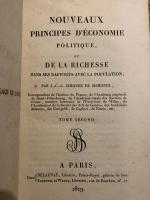 Nouveaux principes d'economie politique, ou de la Richesse dans ses rapports avec la population. 2 Vols.