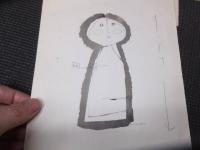 鈴木悦郎　挿絵原画　　4枚　河出書房印有