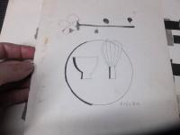 鈴木悦郎　挿絵原画　　4枚　河出書房印有