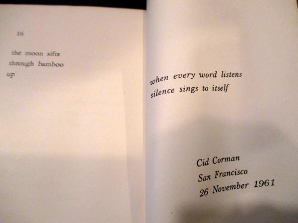 Cid Corman for in- stance （1961年11月26日発行 英語 和綴本