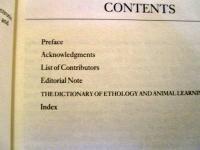 The Dictionary of ethology and animal learning