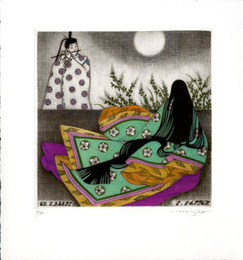 原島典子蔵書票16　「横笛の章」源氏物語シリーズより