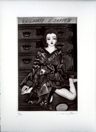 原島典子蔵書票12　「乱れ髪」