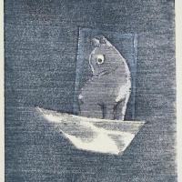 清宮質文木版画「夢の中へ」　1983年　【限定50部　サイン・エディション入】