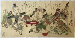 月岡芳年　七福神酒宴の図