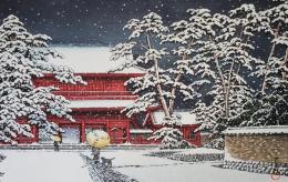 川瀬巴水　雪の増上寺