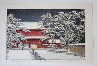 川瀬巴水　雪の増上寺