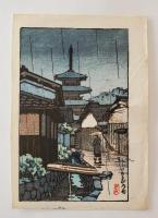 川瀬巴水　いかるがの雨　小判