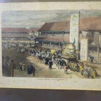 Illustrated Travels スワの誕生日の日本の祭 Japanese Matsuri on Suwas Birthday 19世紀 手彩色 銅版画 イラストレイテッド・トラベル