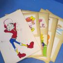 『さが工房 挿絵原画台紙11枚裏表53点貼込』キャップを被った女の子/牛のスキー場/プレイバンク洋酒喫茶 他