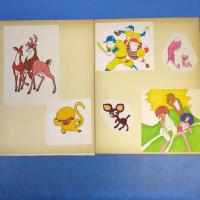 『さが工房 挿絵原画台紙11枚裏表53点貼込』キャップを被った女の子/牛のスキー場/プレイバンク洋酒喫茶 他