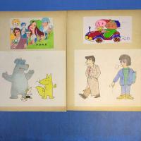 『さが工房 挿絵原画台紙11枚裏表53点貼込』キャップを被った女の子/牛のスキー場/プレイバンク洋酒喫茶 他