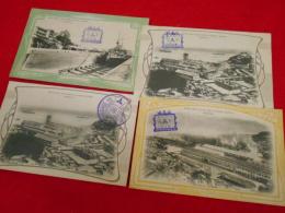 【戦前絵葉書】明治42年7月7日、11日印・長崎三菱造船所絵葉書　4枚(MITUBISHI DOCKYARD and ENGINE WORKS NAGASAKI)　