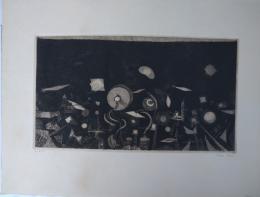 駒井哲郎銅版画　「芽生え」