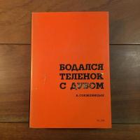 仔牛が樫の木に角突いた