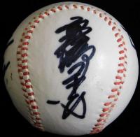 巨人軍伊藤芳明、高橋栄一郎、山崎正之、青木宥明寄書サインボール