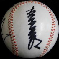 巨人軍伊藤芳明、高橋栄一郎、山崎正之、青木宥明寄書サインボール