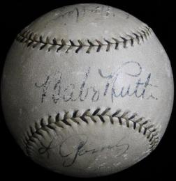 昭和9年来日ベーブ・ルース、レフティー・ゴメス、ジミー・フォックス他寄書サインボール Babe Ruth、Jimmie Foxx、Lefty Gomez、Eric McNair、Rabbit Warstler