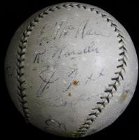 昭和9年来日ベーブ・ルース、レフティー・ゴメス、ジミー・フォックス他寄書サインボール Babe Ruth、Jimmie Foxx、Lefty Gomez、Eric McNair、Rabbit Warstler