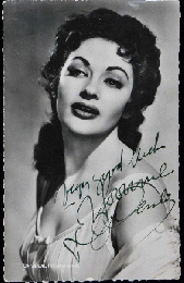 イヴォンヌ・デ・カーロ自筆サイン入絵葉書　Yvonne De Carlo