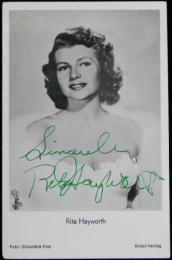 リタ・ヘイワース自筆サイン入絵葉書　Rita Hayworth