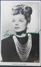 フランセス・ラングフォード自筆サイン入絵葉書　Frances Langford