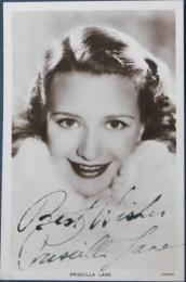 プリシラ・レイン自筆サイン入絵葉書　Priscilla Lane