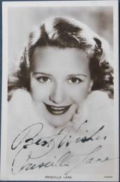 プリシラ・レイン自筆サイン入絵葉書　Priscilla Lane