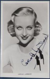 キャロル・ロンバード自筆サイン入絵葉書　Carole Lombard