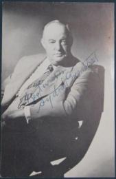 シドニー・グリーンストリート自筆サイン入絵葉書　Sydney Greenstreet