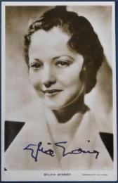 シルヴィア・シドニー自筆サイン入絵葉書　Sylvia Sidney