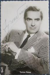 タイロン・パワー自筆サイン入絵葉書  Tyrone Power