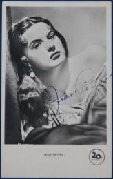 ジーン・ピーターズ自筆サイン入絵葉書　Jean Peters