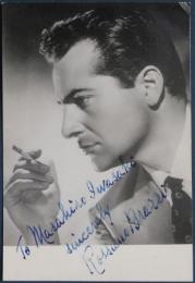 ロッサノ・ブラッツィ自筆サイン入絵葉書　Rossano Brazzi