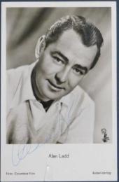 アラン・ラッド自筆サイン入絵葉書　Alan Ladd