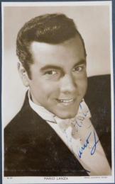 マリオ・ランツァ自筆サイン入絵葉書　Mario Lanza