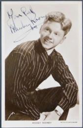 ミッキー・ルーニー自筆サイン入絵葉書　Mickey Rooney