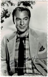 ゲイリー・クーパー自筆サイン入絵葉書　Gary Cooper